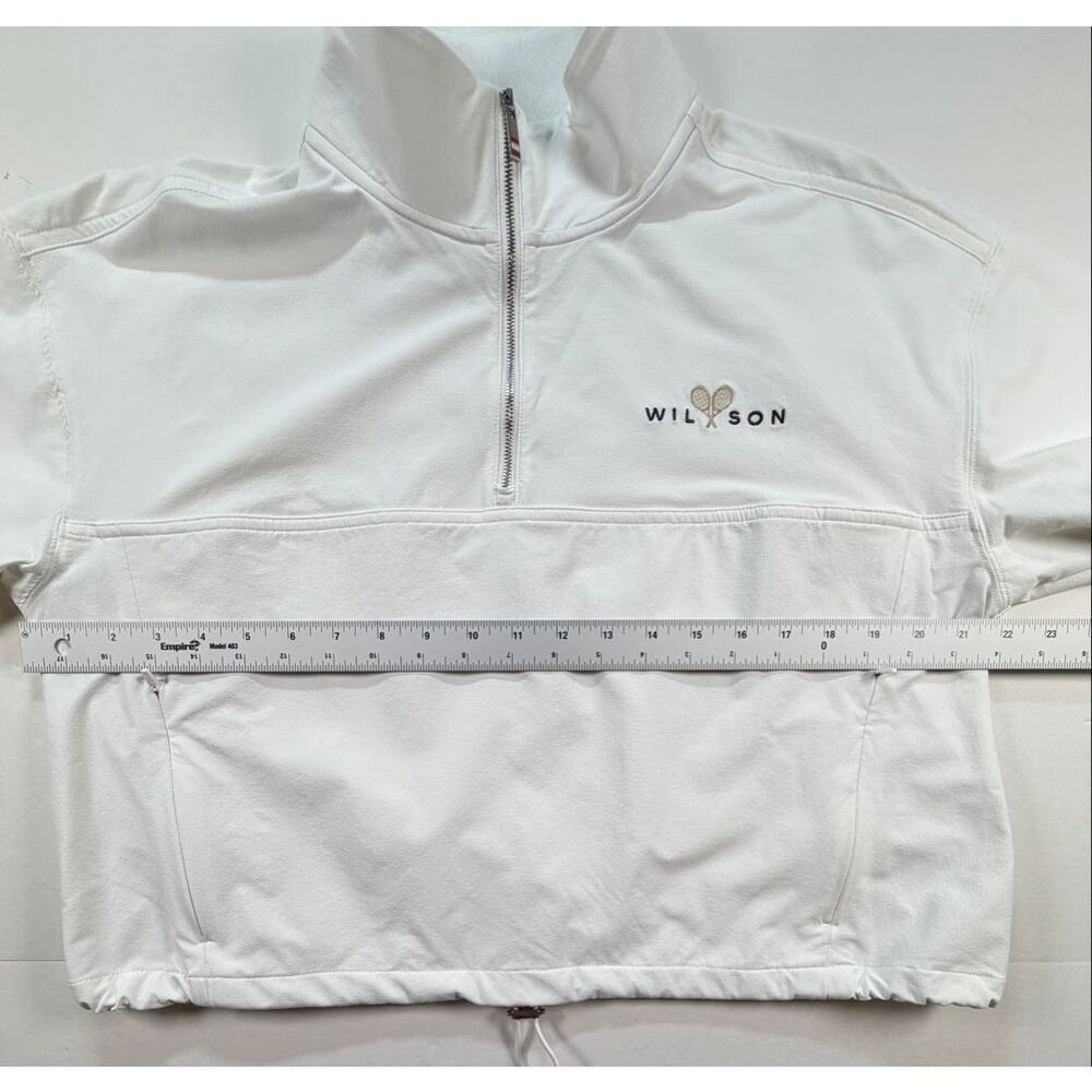 Wilson Davenport Woven Popover White Cropped Quarter Zip Jacket Size Large - Picture 11 of 16